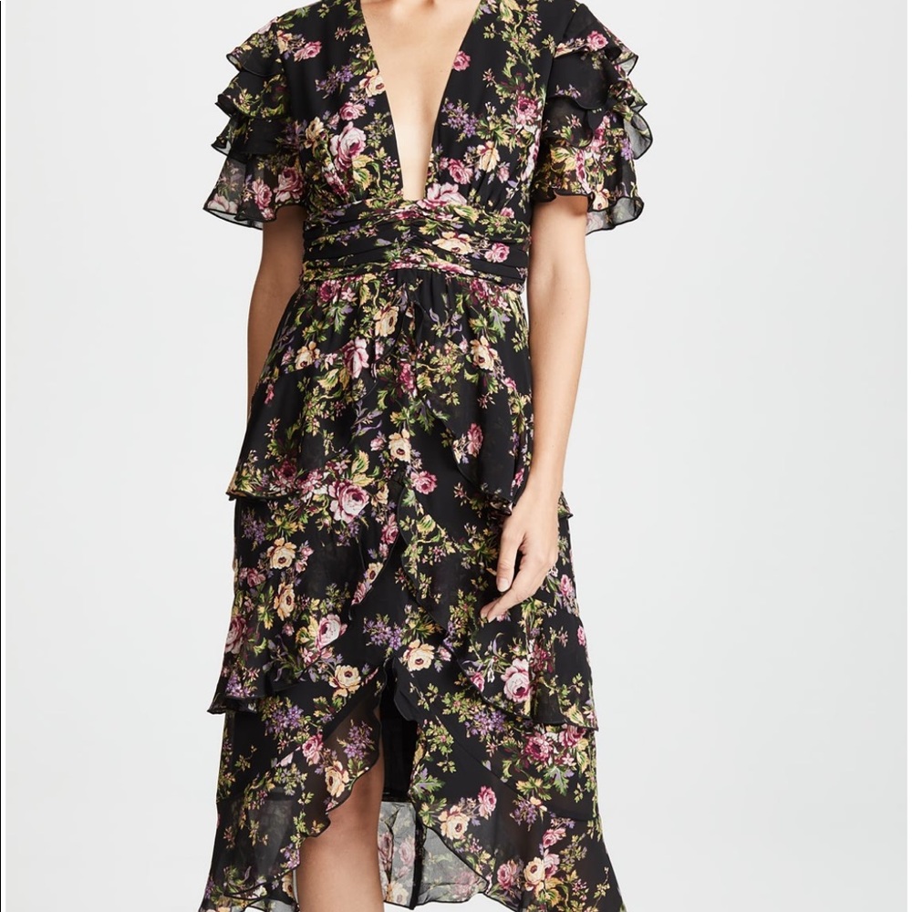 Wayf Black Floral Ruffle Dress - Picture 2 of 9